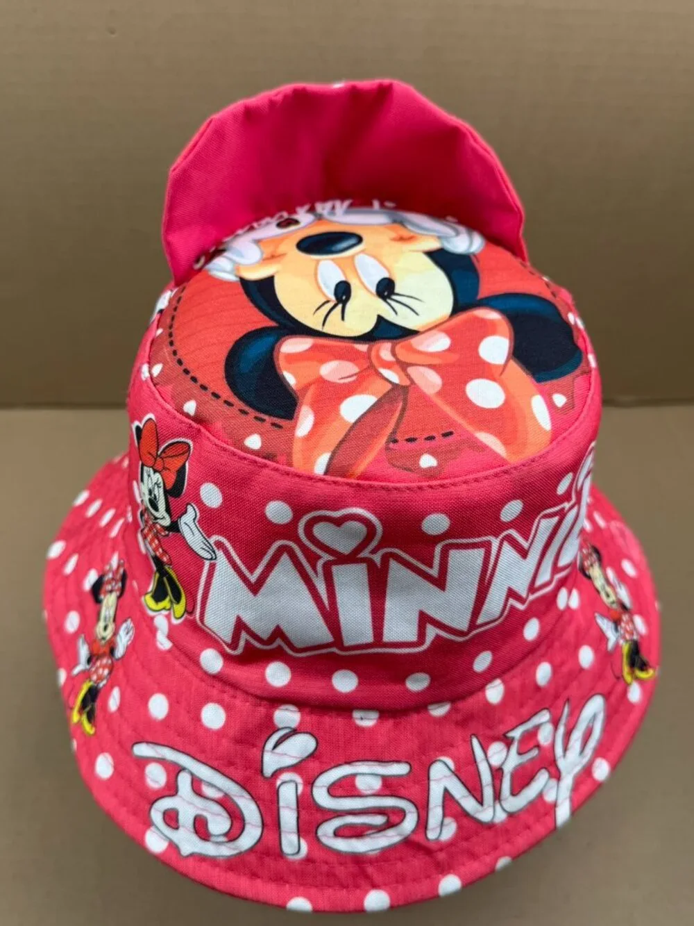 Disney Minnie Mouse Bucket Hat Pink White Polka Dot Summer Casual Cap One Size
